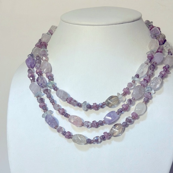 Jewelry - Sold. Purple gem stone necklace 17" triple strand necklace